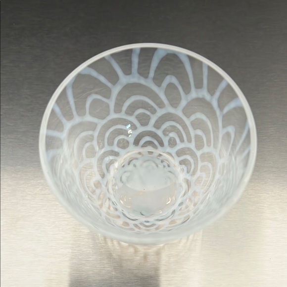 Taisho Roman Milk Glass Cold Tea Glass Cup "Nami" - Picture 6 of 9